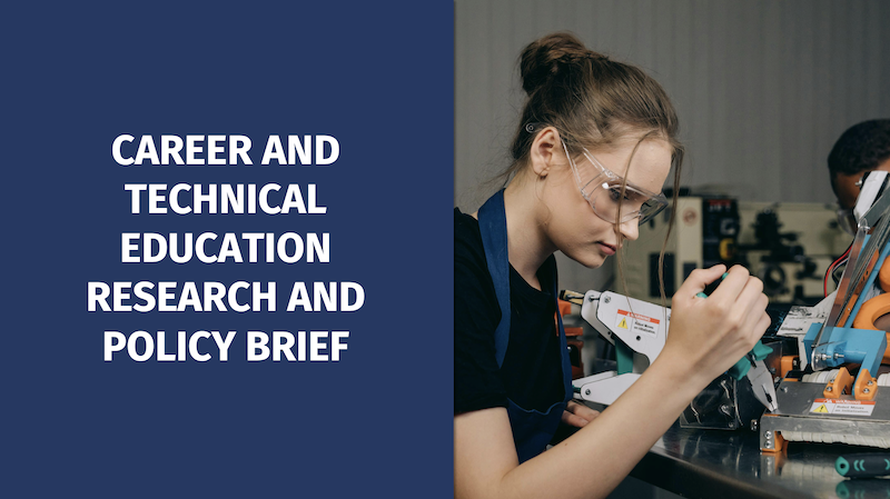 A banner image linking to a MERC research and policy brief focused on Career and Technical Education