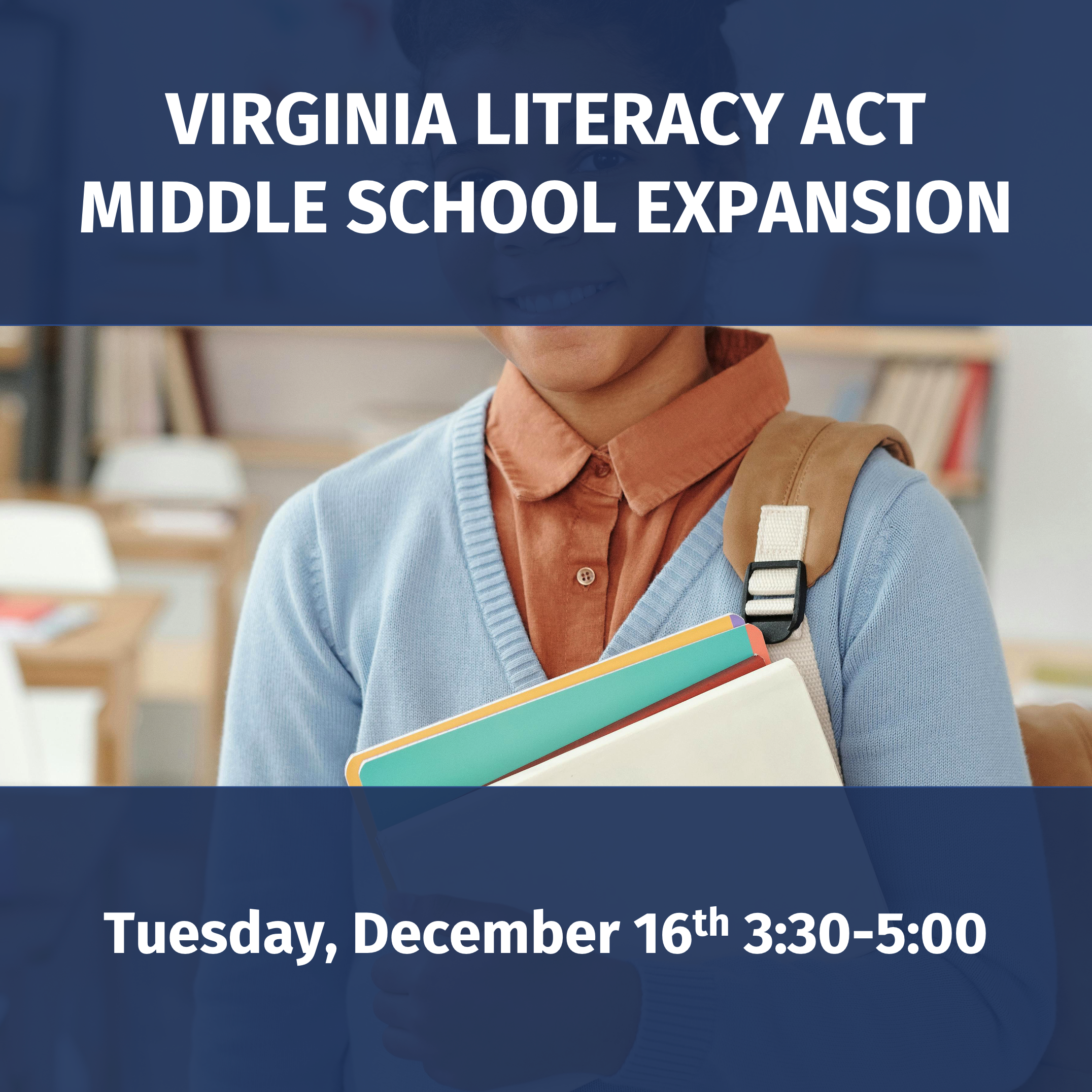 A button advertising for a MERC Seminar on the expansion of the literacy act in Virginia middle schools